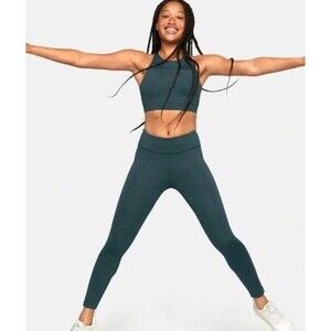 Outdoor Voices Athletic 2Pc Set Crop Top & High Rise 7/8 Leggings Size S Green